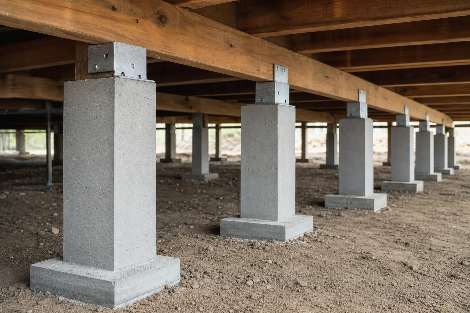 Concrete Stumps work under a raised Geelong home
