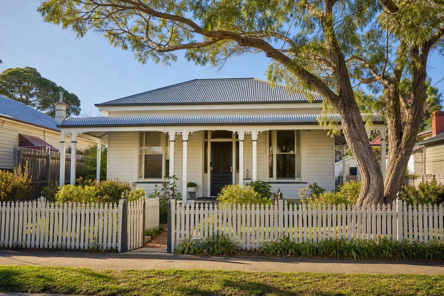 A restored weatherboard cottage in Geelong sitting level and solid after restumping