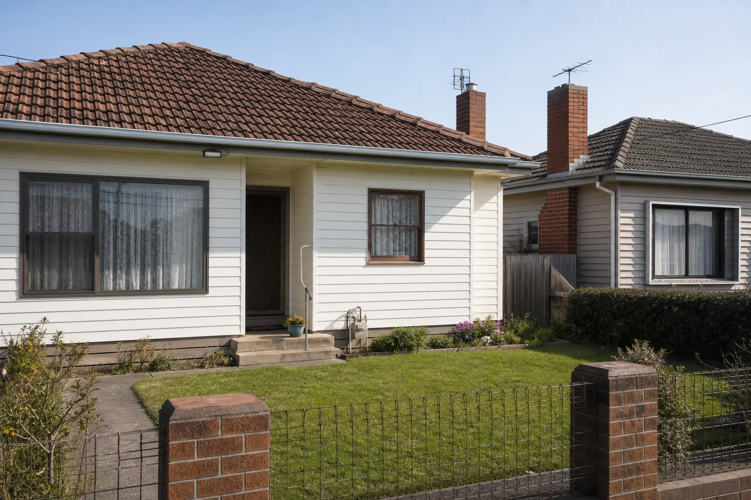 Period homes on a street in Newcomb, Geelong