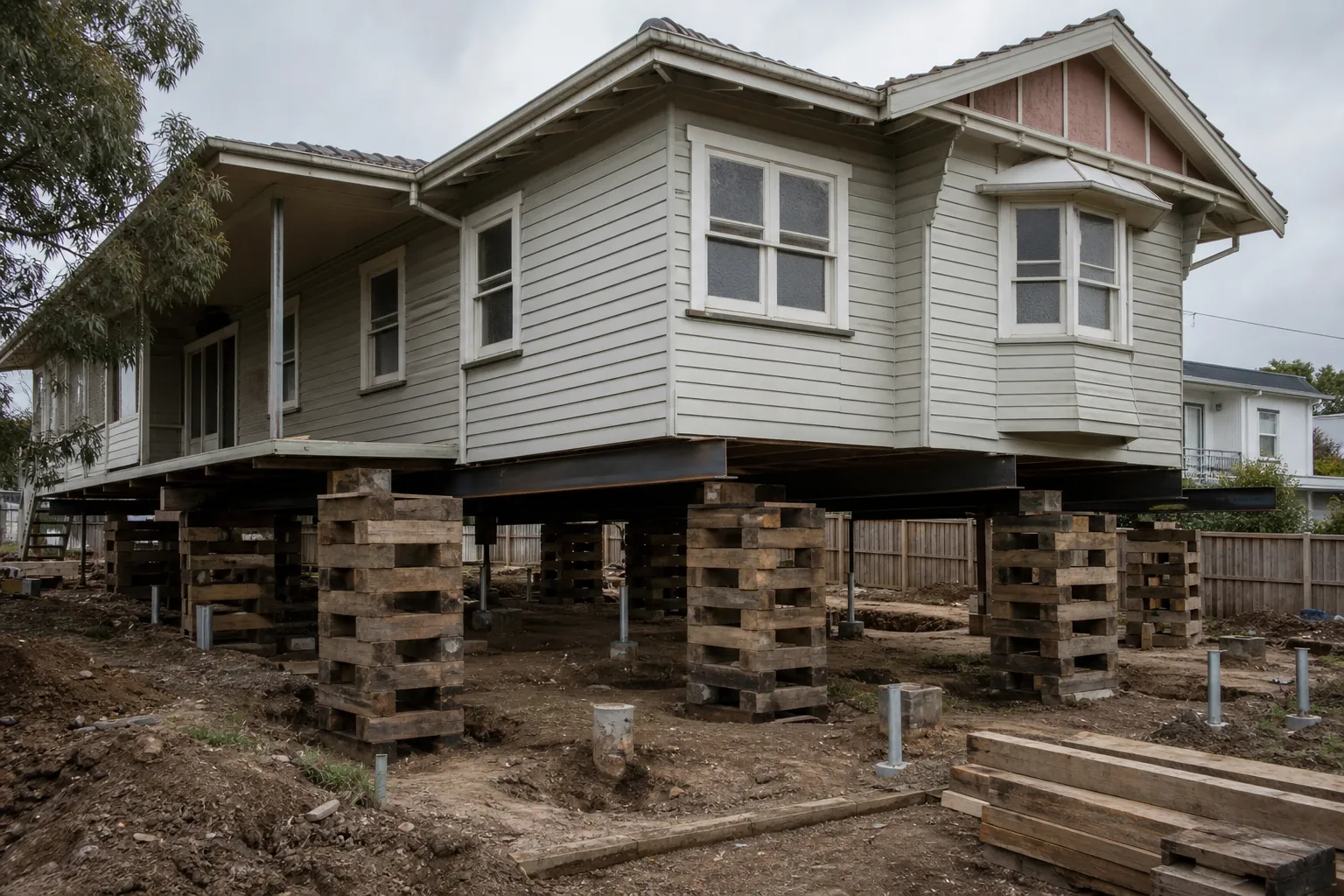 Raise and Restump work under a raised Geelong home