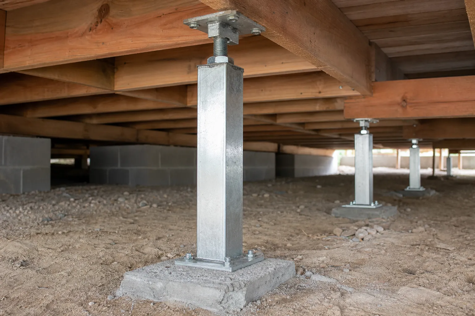 Steel Stumps work under a raised Geelong home